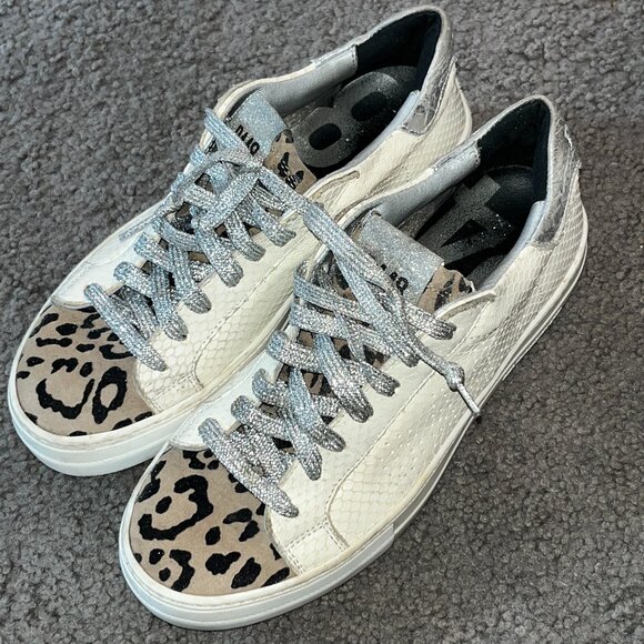 P448 YOU CAN SURF LATER ANIMAL PRINT SNAKESKIN & METALLIC LACES SNEAKERS - EU 40 - Picture 1 of 12